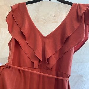 Ruffle sleeve Coral Maternity Dress